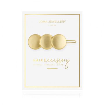 Joma Jewellery Hair Accessory Gold Matte Linked Discs Hair Clip