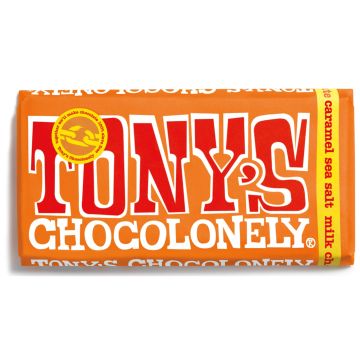 Tonys Chocolonely Milk Chocolate Caramel and Sea Salt 180g