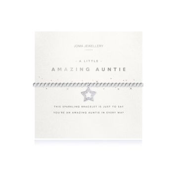 Faceted A Little Amazing Auntie Silver Bracelet 17.5Cm Stretch