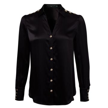 Holland Cooper Silk V-Neck Blouse Black