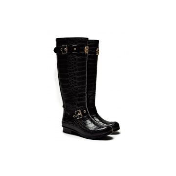 Holland Cooper Zip Chelsea Wellington Black Croc