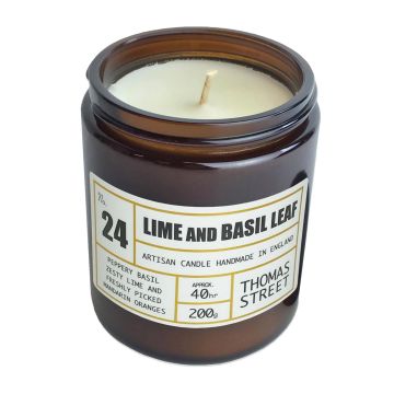 Thomas Street Candles Lime & Basil Leaf Glass Candle 200g