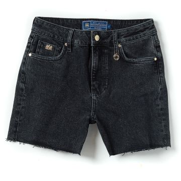 Holland Cooper High Rise Denim Short Washed Black