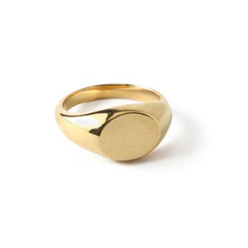Clean Metal Oval Signet Ring Gold