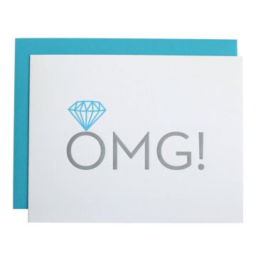 Chez Gagne OMG! Engagement Ring Letterpress Card