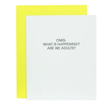 Chez Gagne OMG Are We Adults Letterpress Card