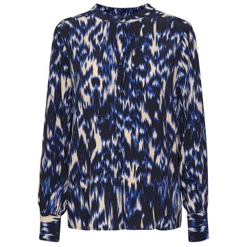 Part Two RyaPW Shirt Dark Navy Ikat Print