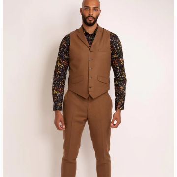 Guide London WC3497 Woven Waistcoat Tan