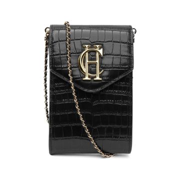 Holland Cooper Knightsbridge Phone Pouch Black Croc - One Size