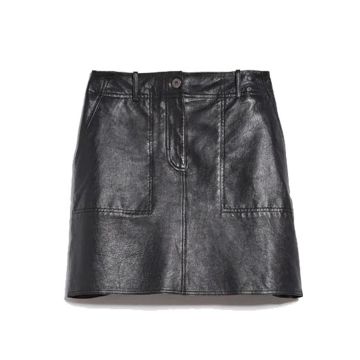 Weekend Maxmara Dry Leather Skirt Black