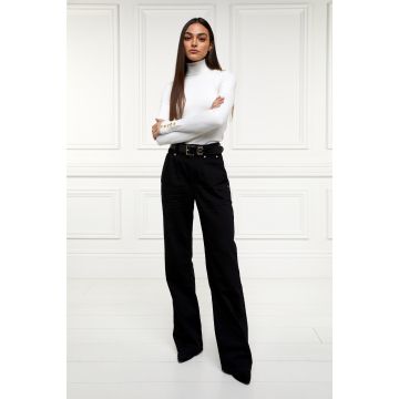 Holland Cooper High Waisted Tailored Wide Leg Jean Black
