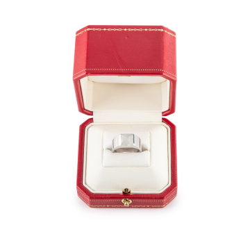 Sandersons Pre Loved Cartier White gold tank ring set with moonstone White gold