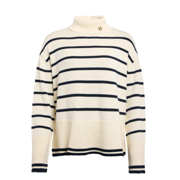 Holland Cooper  Antonia Roll Neck Knit Natural Stripe