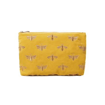 Elizabeth Scarlett Honey Bee Mustard Yellow Velvet Everyday Pouch YELLOW - N/A
