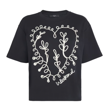 Black T-shirt with white design 