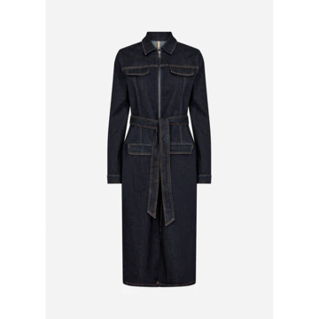 Blue denim dress with belt