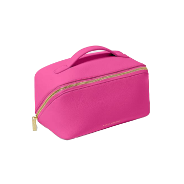 Magenta medium makeup bag with gold zip