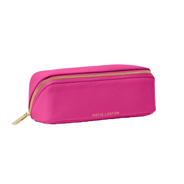 Magenta make up bag with gold zip
