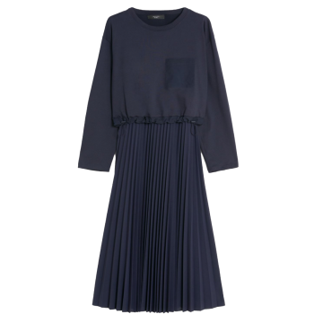 navy dress with pleats