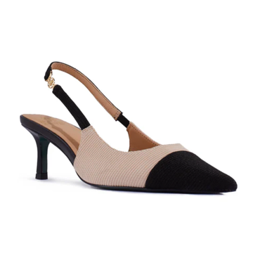 Holland Cooper  Regency Kitten Heel Nude Black