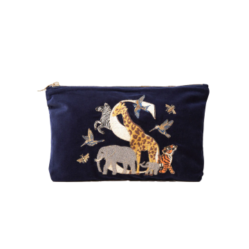 Elizabeth Scarlett Safari Alphabet Navy Velvet Everyday Pouch - S NAVY - N/A